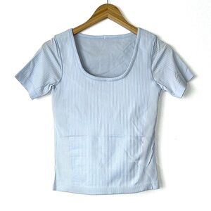 lululemon athletica Light Blue Ribbed Scoop Neck Top
